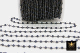 Charcoal Navy Gold Chain, 4 mm Black Wire Wrapped CH #430, Bead Gunmetal Chains