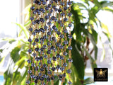 Charcoal Navy Gold Chain, 4 mm Black Wire Wrapped CH #430, Bead Gunmetal Chains