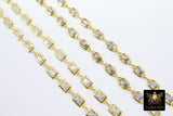 Genuine Cubic Zircon Chains, Rectangle Bezel Chains Silver CH# 557, Gold Plated