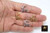 Micro Pave CZ Reindeer Charm, Gold or Silver Deer Multi Color Cubic Zirconia Christmas Animal Charms