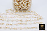 Natural Pearl Rosary Chain, Freshwater Beaded Rosary Chain CH #539, Gold Wire Wrapped