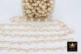 Natural Pearl Chain, Freshwater Beaded Chain CH# 539, Gold Wire Wrapped