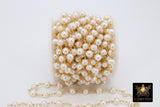 Natural Pearl Rosary Chain, Freshwater Beaded Rosary Chain CH# 539, Gold Wire Wrapped