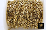 Stainless Steel Chain, Silver Steel 4 mm Rectangle Box Chains CH #137, Unfinished Gold