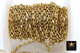 Stainless Steel Chain, Silver Steel 4 mm Rectangle Box Chains CH #137, Unfinished Gold