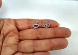 Tiny Evil Eye Charm, CZ Black Pave 9 x 11 mm Evil Eye Charms #97, Silver CZ Spinel Eye