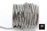 Stainless Steel Chain, 304 Silver Flat Curb Chains, 8 mm Unfinished Diamond Cut Cable Necklace Chains