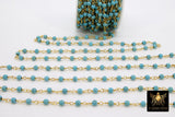 Turquoise Beaded Chain, 6 mm Silver plated Wire Wrapped CH #522, Blue Boho Howlite Chain