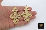 Brass Ethiopian Coptic Cross Jewelry Pendant, African Cross Brass Charm #2047, Religious Jewelry Making Supplies