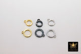 Gold CZ Charm Holder Connector Rings, 8 or 10 mm Cubic Zirconia Slide Spacer Big Circle #137, Large Hole Silver