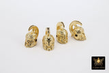CZ Micro Pave Spartan Shaped Beads, Gold and Black Gladiator Helmet Spacer Beads