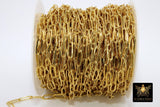 Rectangle Drawn Chain, Unfinished Gold Paperclip Chains CH #121, Silver Necklace Cable Chains