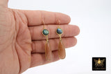 14 K Gold Filled Earrings, Pink Moonstone and Labradorite Gemstones, Dangle Teardrop Wire Hooks