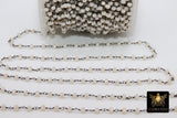 Light Cream Chain, 4 mm Gunmetal Black Wire Wrapped CH #301, Beige AB Crystal Beads