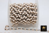 Light Cream Ivory Chain, 6 mm Gold Plated Beige Mystic Crystal CH #303, Wire Wrapped