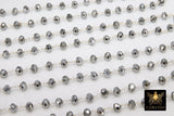 Gunmetal Black Crystal Rosary Chain, 6 mm Silver Wire Wrapped Crystal Beads CH #402, Unfinished Jewelry Chains Bulk