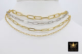 Long Paper Clip Chain, Unfinished Silver Soldered Chains CH #120, Rectangle Drawn Links