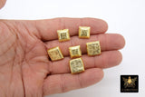 Brushed Gold Square Beads, 12mm, 15mm