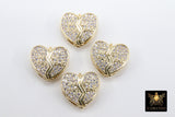 CZ Pave Heart Slider Charms,AG #760, Gold Best Friends 3D Charms