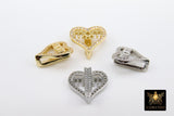 CZ Pave Heart Slider Charms, Gold, Silver Mom Charms