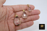 Soldered French Crystal Pendant, Gold Oval Crystal Pendants, Chandelier Teardrop with Bail