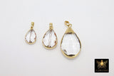 Soldered French Crystal Pendant, Gold Oval Crystal Pendants, Chandelier Teardrop with Bail