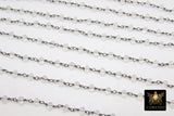 Clear Crystal Rosary Chain, Gunmetal Black Faceted CH #324, 4 or 6 mm Beaded Chains