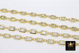 Genuine Cubic Zircon Chains, Rectangle Bezel Chains Silver CH #557, Gold Plated