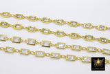 Genuine Cubic Zircon Chains, Rectangle Bezel Chains Silver CH# 557, Gold Plated