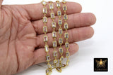 Genuine Cubic Zircon Chains, Rectangle Bezel Chains Silver CH# 557, Gold Plated - Silver Round Edge/5 / 2.2 Feet