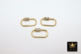 Gold Carabiner Lock, CZ Pave Rainbow Screw Clasps, Chain Necklace