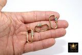 Gold Carabiner Lock, CZ Pave Rainbow Screw Clasps, Chain Necklace