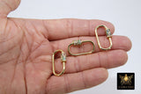 Gold Carabiner Lock, CZ Pave Rainbow Screw Clasps, Chain Necklace