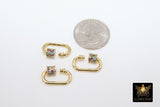 Gold CZ Mini Oval Screw Clasps, #2303 Emerald, Blue