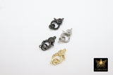 Cubic Zirconia Lobster Clasp, Gold Black Silver Double Sided Claw #2356, CZ Pave Jewelry Findings