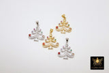 Micro Pave CZ Christmas Tree Charm, Gold or Silver Rainbow Cubic Zirconia Christmas Tree Charms