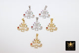 Micro Pave CZ Reindeer Charm, Gold or Silver Deer Multi Color Cubic Zirconia Christmas Animal Charms