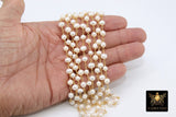 Natural Pearl Chain, Freshwater Beaded Chain CH# 539, Gold Wire Wrapped
