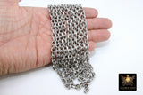Stainless Steel Chain, Silver Steel Thick Cable Chains CH #268, 10 mm Unfinished Rolo Chunky Necklace Chains