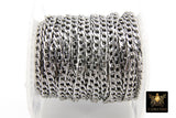 Stainless Steel Chain, 304 Silver Flat Dainty Curb Chains CH #161, 5 mm Unfinished Cable Necklace Chains