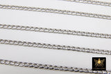 Stainless Steel Chain, 304 Silver Flat Dainty Curb Chains CH #161, 5 mm Unfinished Cable Necklace Chains