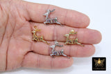 Micro Pave CZ Reindeer Charm, Gold or Silver Deer Multi Color Cubic Zirconia Christmas Animal Charms