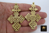 Brass Ethiopian Coptic Cross Jewelry Pendant, African Cross Brass Charm #2047, Religious Jewelry Making Supplies