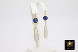 14K Gold Pink Tourmaline Earrings, Iolite Gemstones