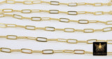 Rectangle Drawn Chain, Unfinished Gold Paperclip Chains CH #121, Silver Necklace Cable Chains