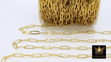 Rectangle Drawn Chain, Unfinished Gold Paperclip Chains CH #121, Silver Necklace Cable Chains
