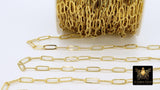 Rectangle Drawn Chain, Unfinished Gold Paperclip Chains CH #121, Silver Necklace Cable Chains