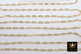 Paperclip Rectangle Chain, Unfinished Gold Oval Dainty Chains CH #111, Elongated Cable