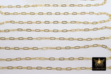 Paperclip Rectangle Chain, Unfinished Gold Oval Dainty Chains CH #111, Elongated Cable