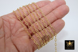 Paperclip Rectangle Chain, Unfinished Gold Oval Dainty Chains CH #111, Elongated Cable